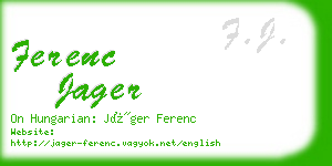 ferenc jager business card